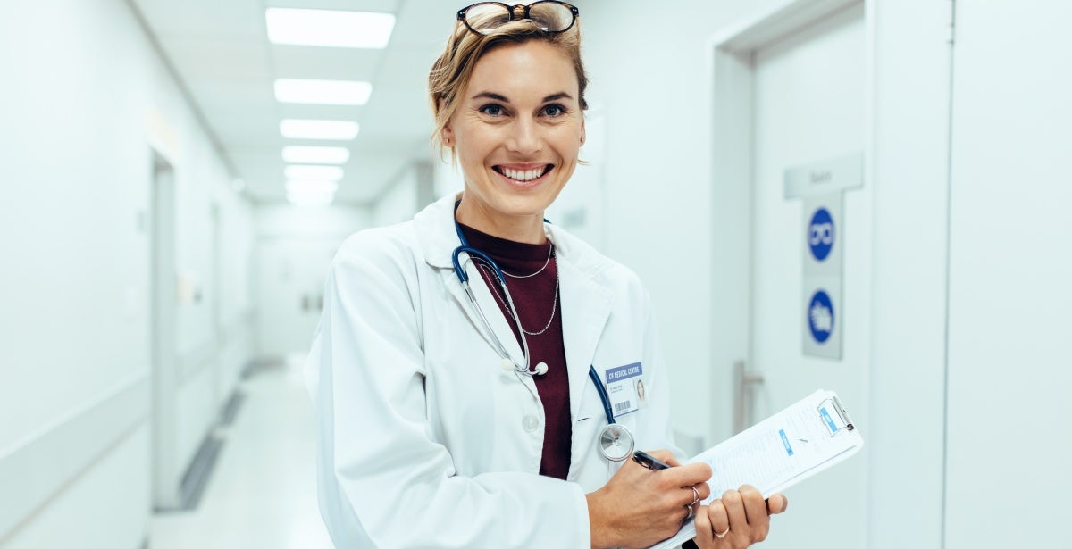 Confident female nurse leader